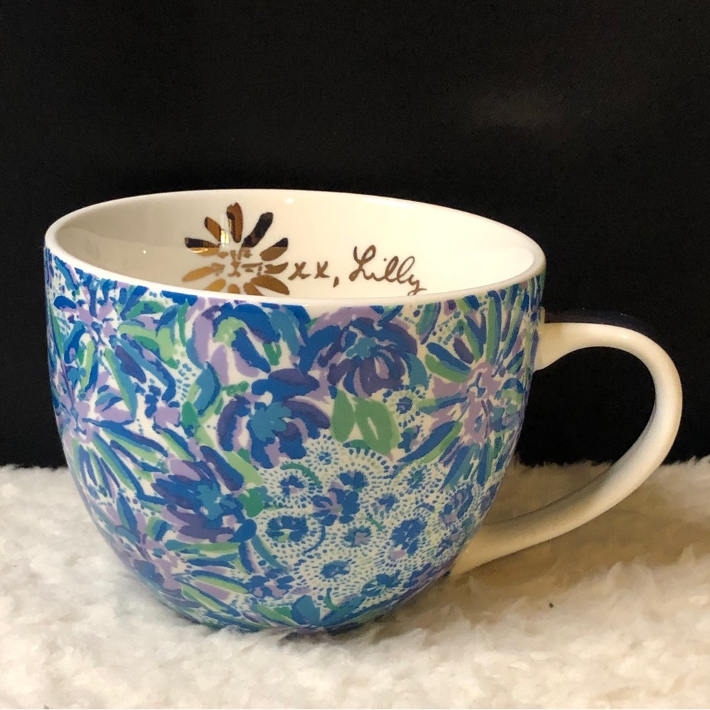 Lilly Pulitzer Ceramic Blue Floral & Paisley Lion Print Mug